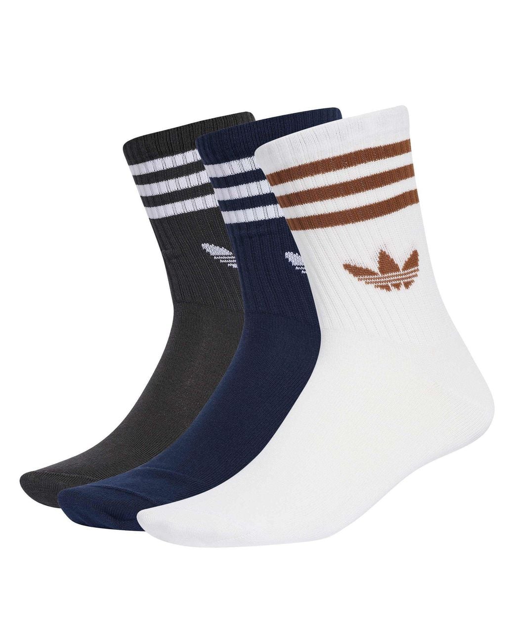 Adidas Originals Blue Adi Og 3S Cotton Crew Socks 3 Pack