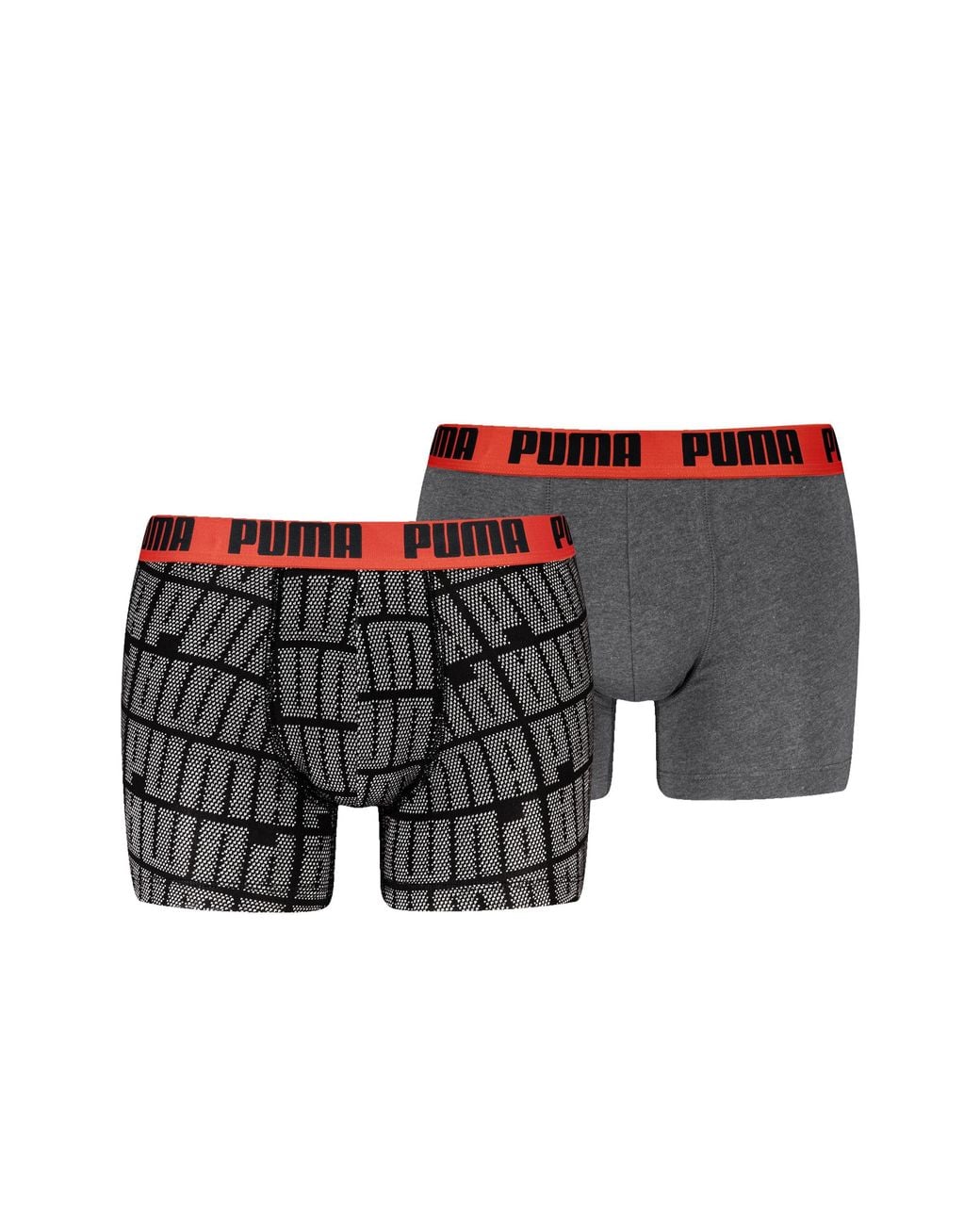 PUMA Gray Logo Print Cotton Boxers 2 Pack for men