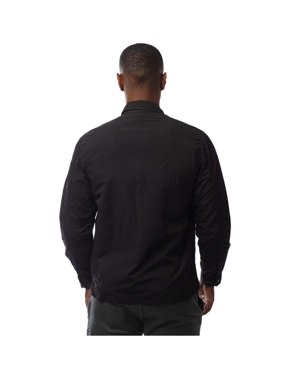 C P Company Black Flatt Nylon Lens Overshirt for men