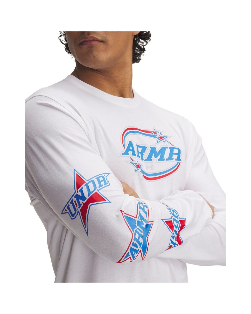 Under Armour White 60 40S Stacked St for men