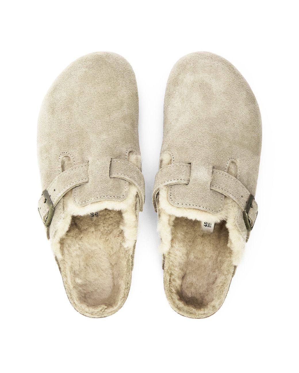 Birkenstock Natural Boston Shearling Suede Clogs