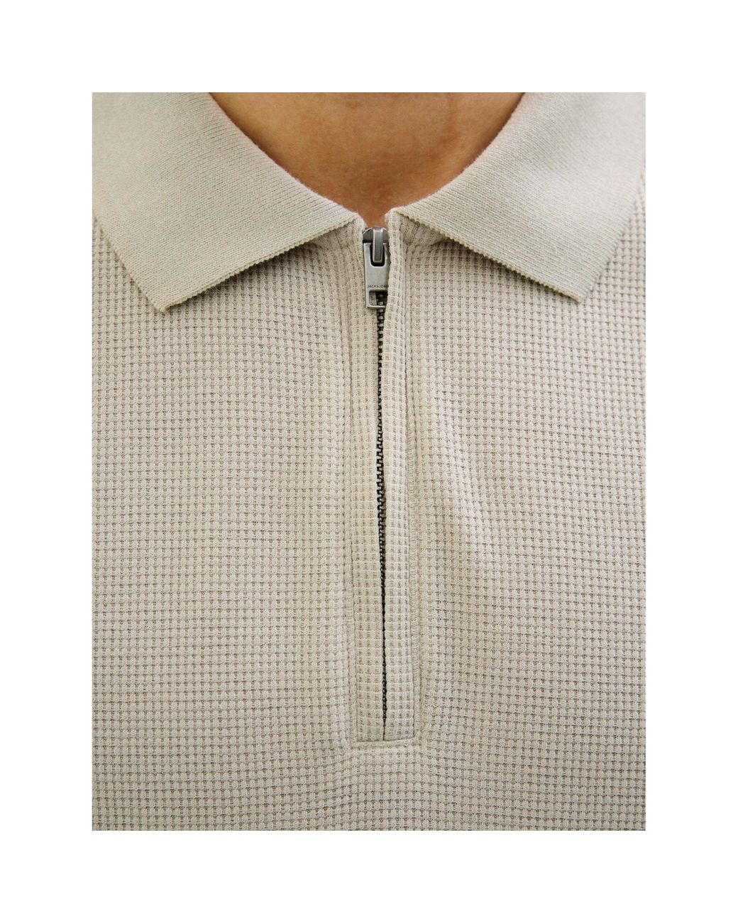 Jack & Jones Natural Austin Zip Polo for men