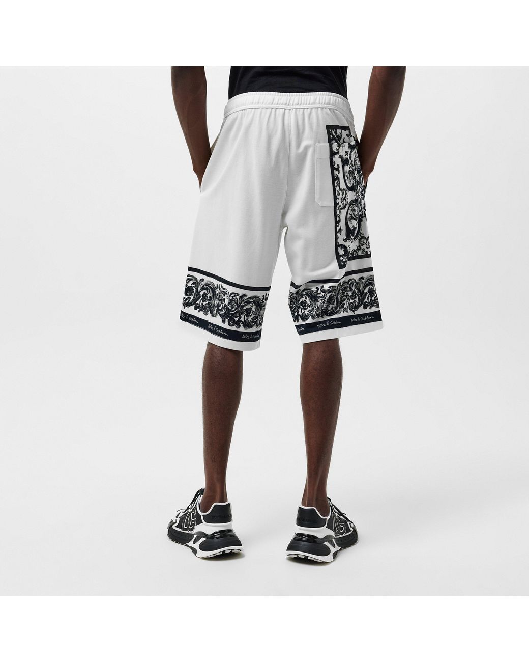Dolce & Gabbana White Woven Tailored Fit Tracksuit Shorts for men