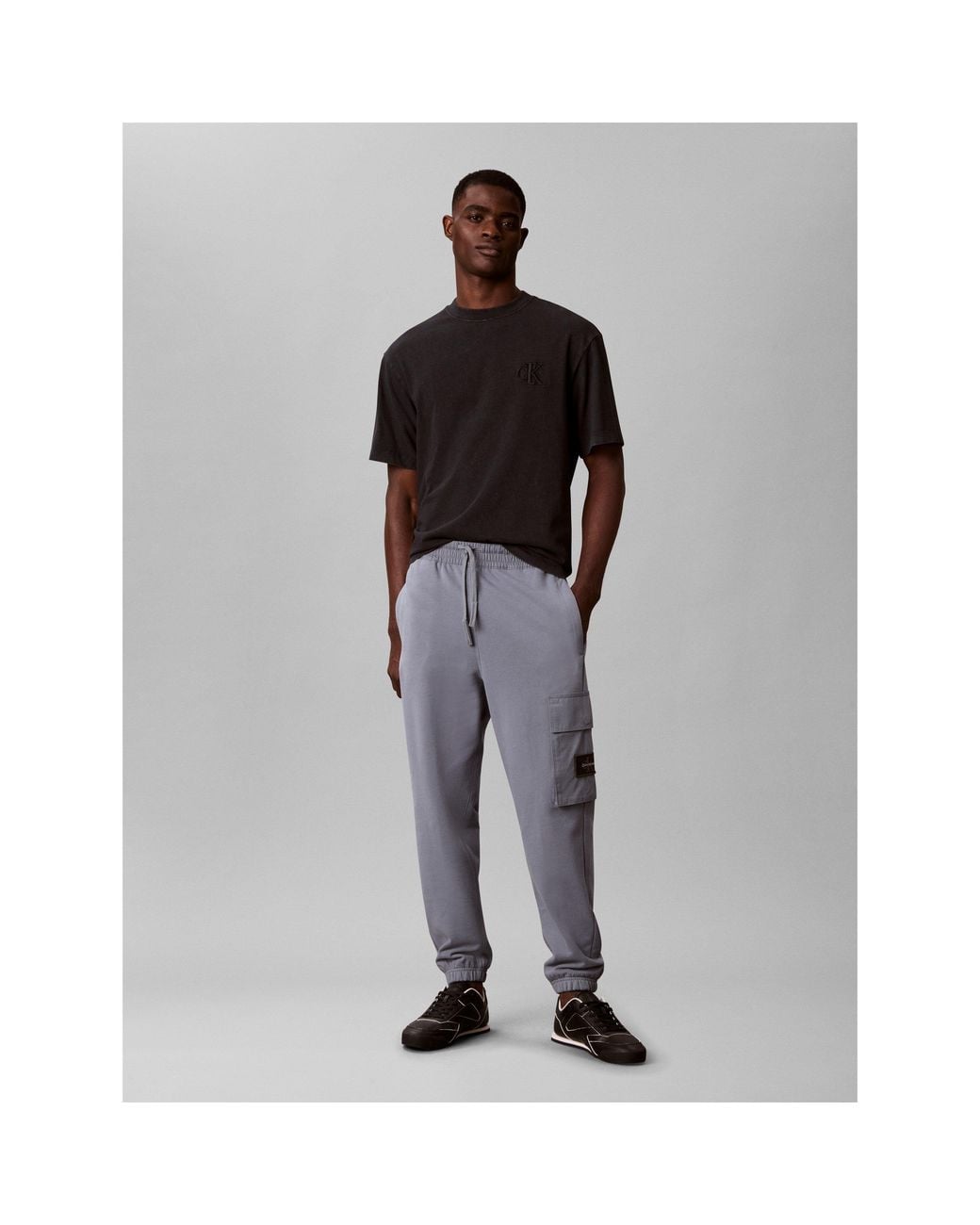 Calvin Klein Gray Badge Cotton Joggers for men