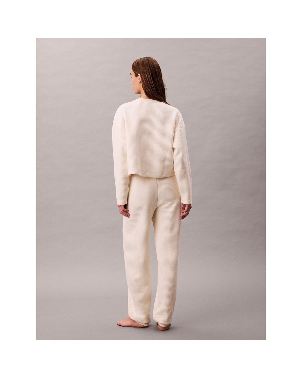 Calvin Klein White Quilted Fleece Closed-Hem Joggers
