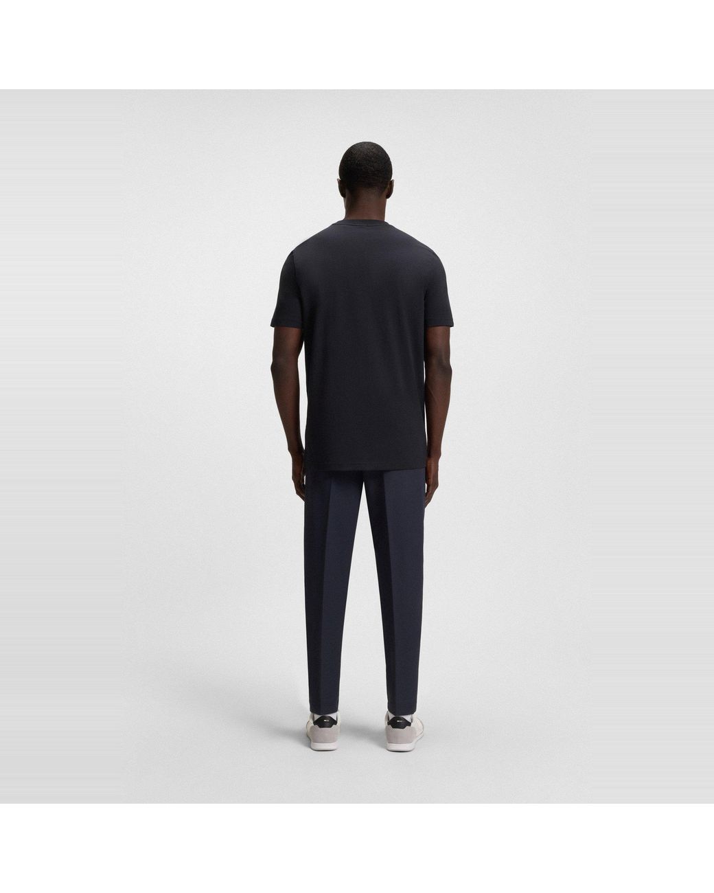 Boss Blue T-Shirt With Logo Design Stretch Cotton for men