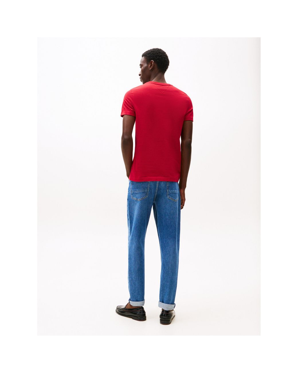 Tommy Hilfiger Red Logo Crew Neck T Shirt for men