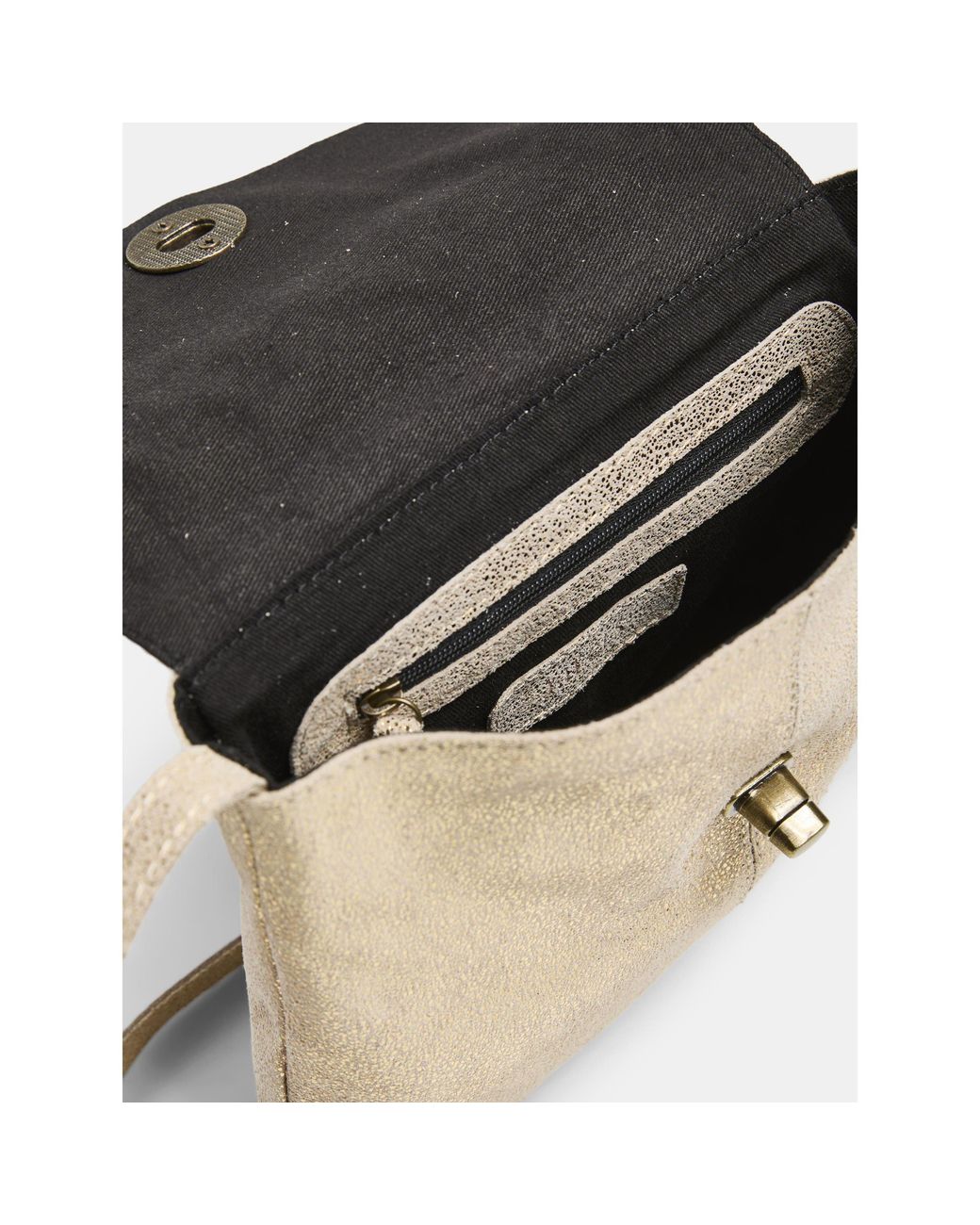 Pieces Natural Totally Large Leather Cross-Body Bag