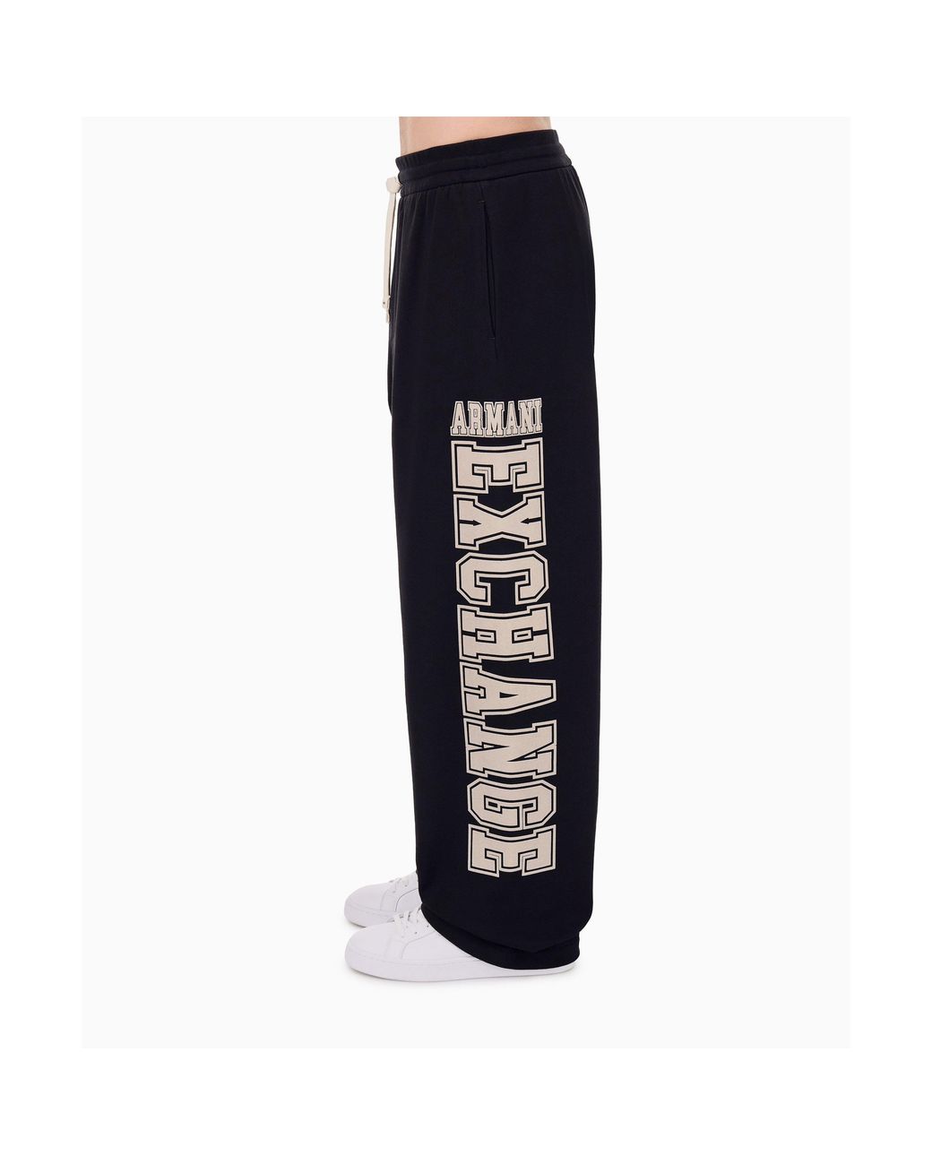 ARMANI EXCHANGE Black Cotton Open-Hem Joggers for men