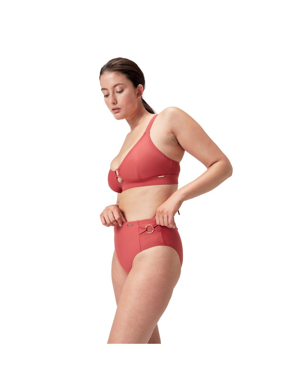 Speedo Red Shaping High-Waisted Performance Bikini Bottom