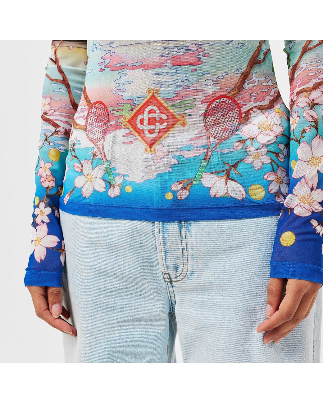 Casablanca Blue Long Sleeve Relaxed Fit T-Shirt