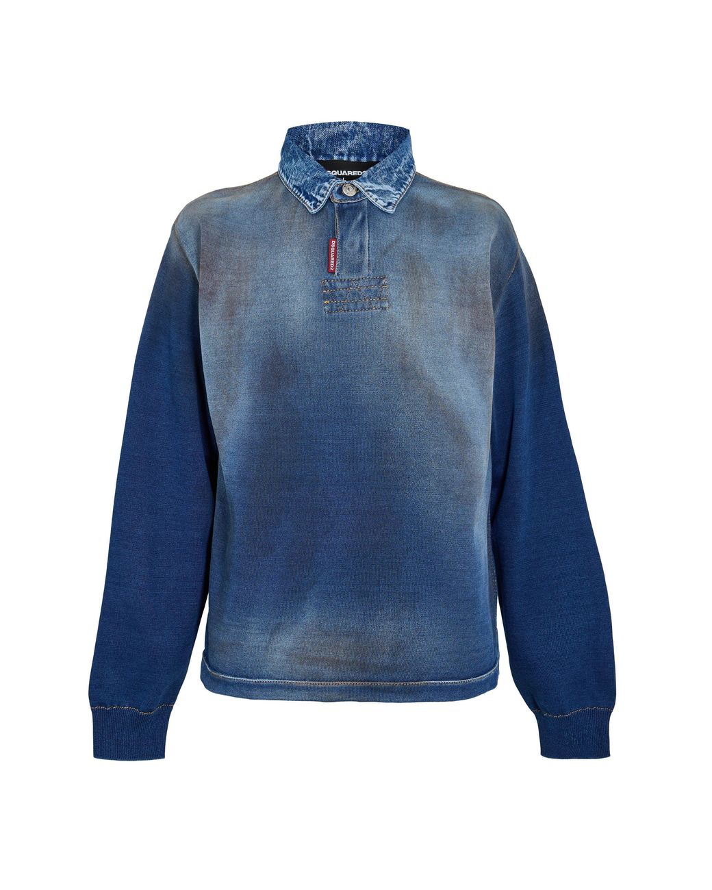 DSquared² Blue Dsq Denim Long Sleeve Polo Shirt for men