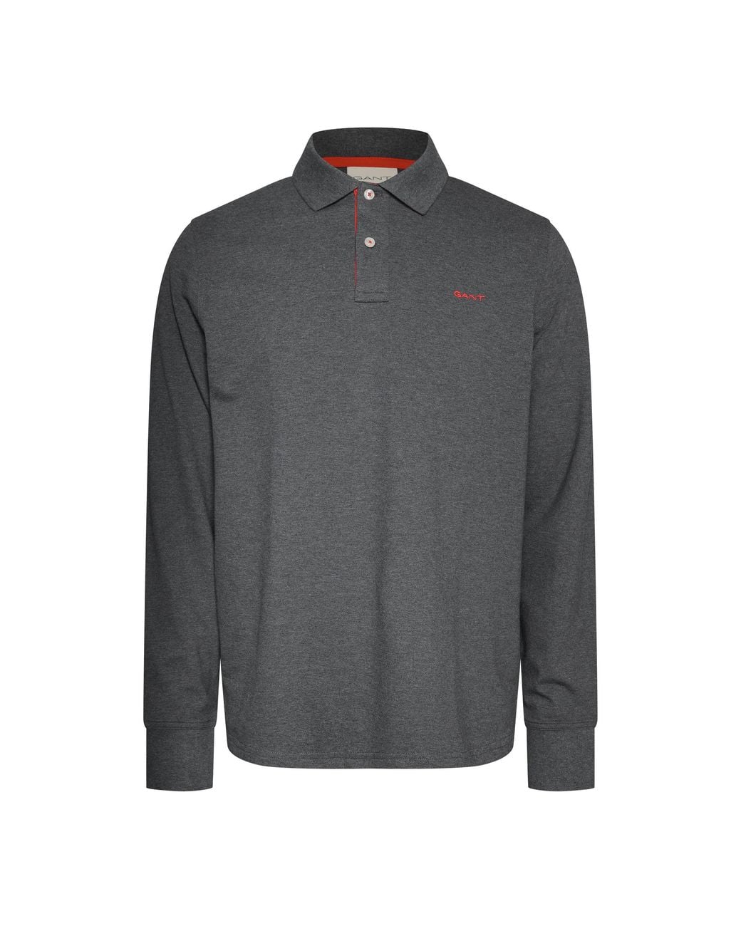 Gant Gray Contrast Pique Long Sleeve Polo Shirt for men