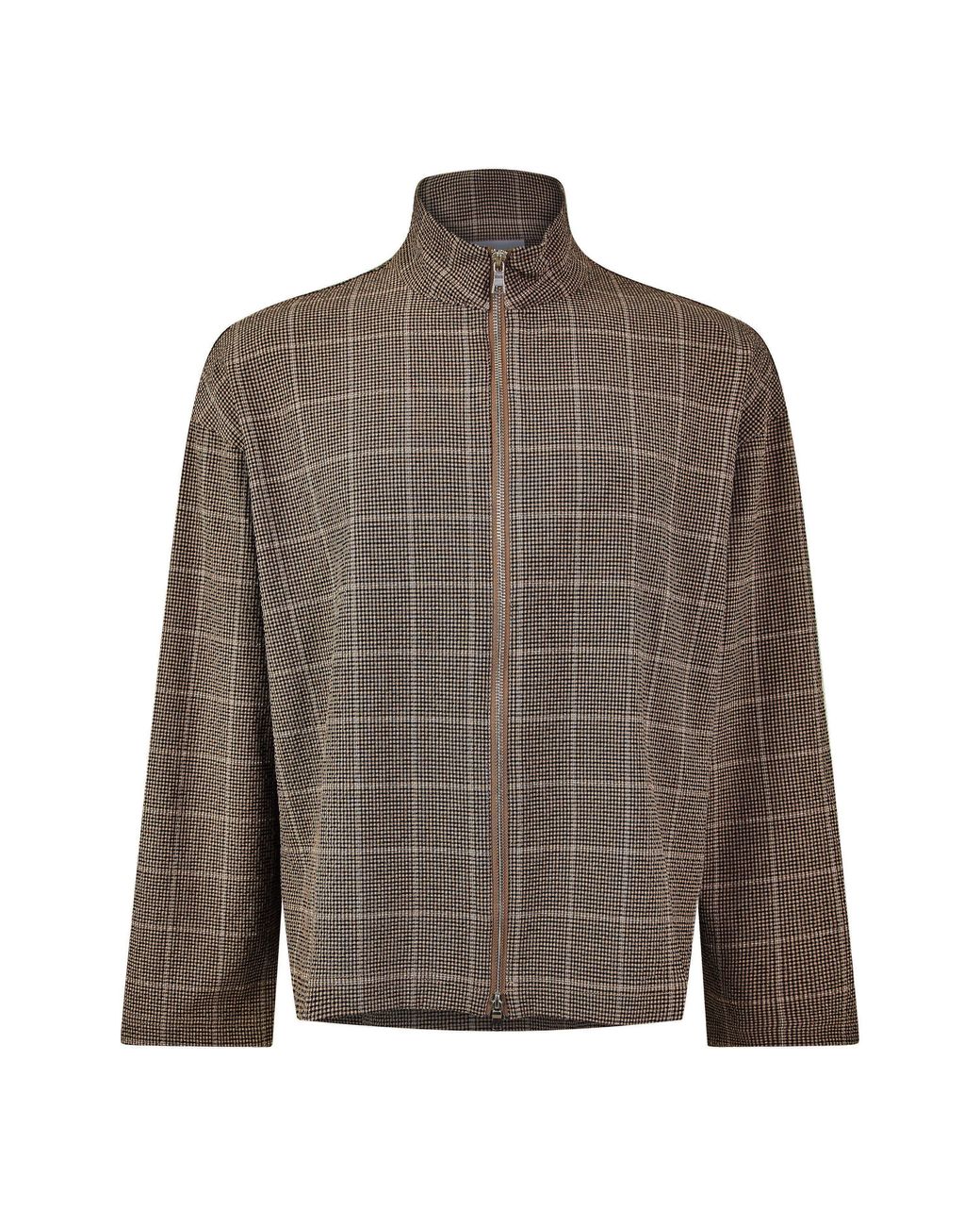 MKI Miyuki-Zoku Gray Check Track Overshirt for men