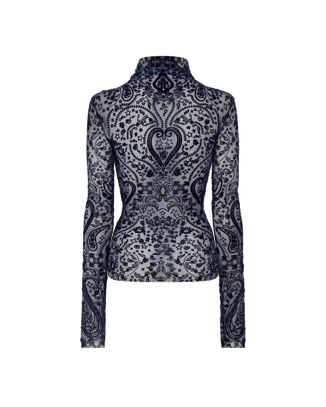 Off-White c/o Virgil Abloh Blue Paisley Turtleneck Slim-Fit Long-Sleeve T-Shirt