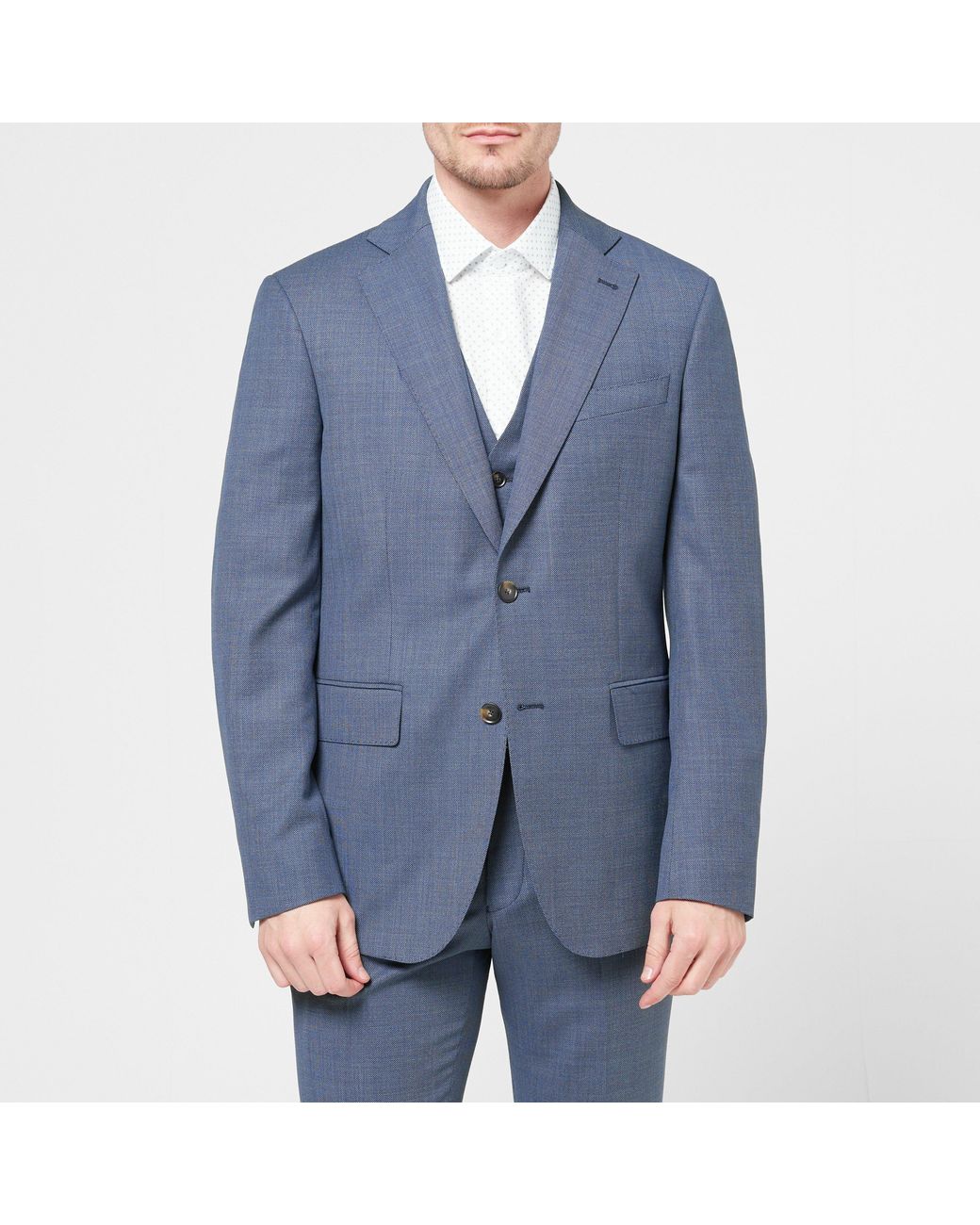 Richard James Blue Wilder Tailored Fit Birdseye Suit Jacket for men