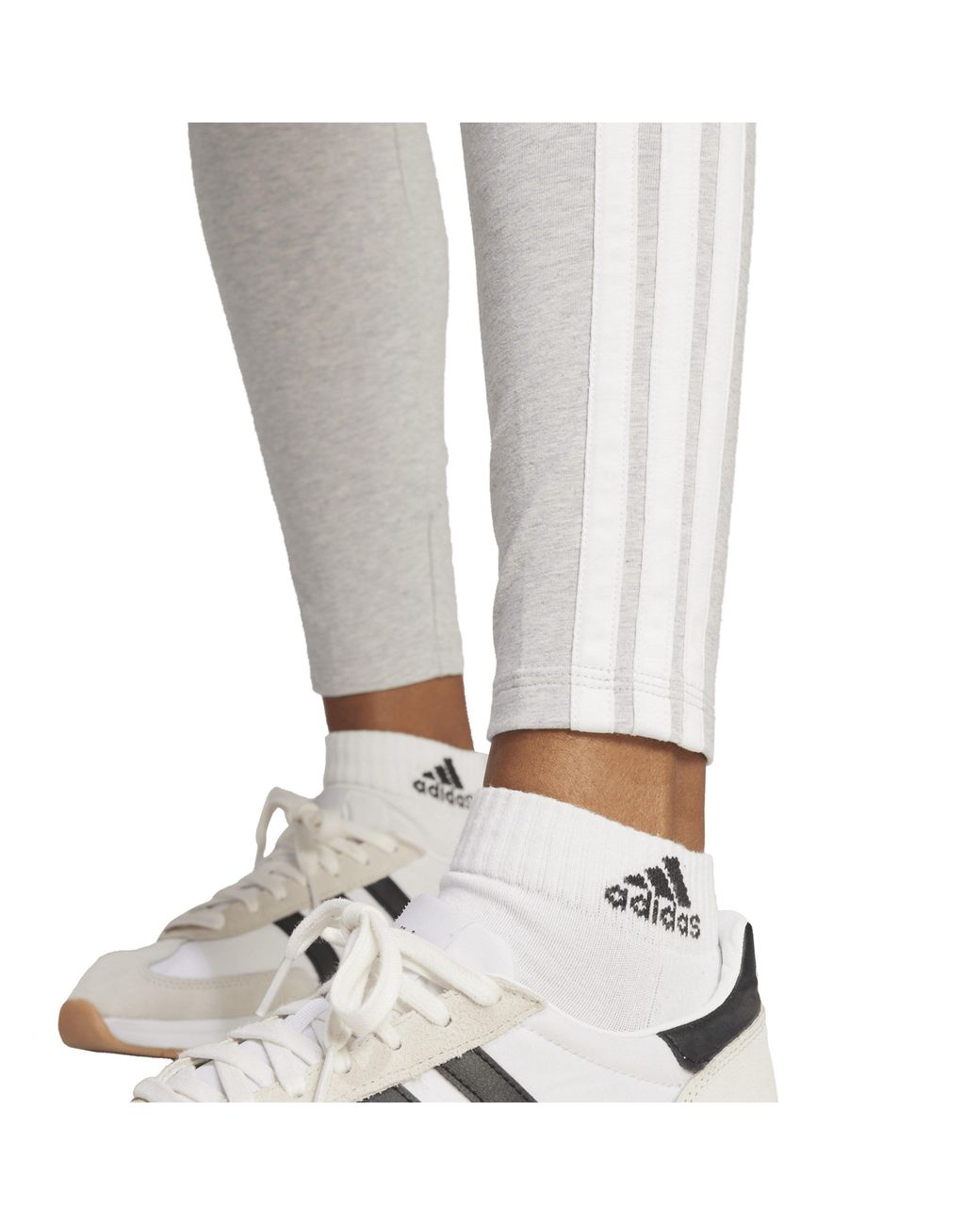 Adidas Gray Essentials 3 Stripe Leggings