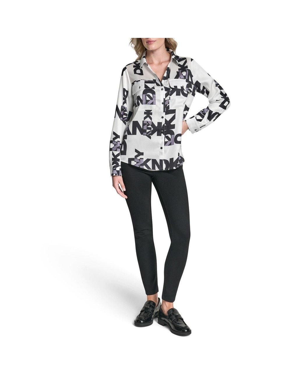 DKNY Black Sportswear All-Over Print Long-Sleeve Shirt