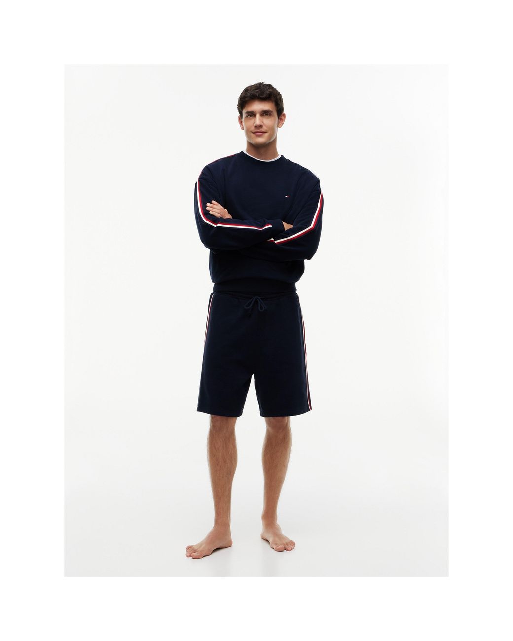 Tommy Hilfiger Blue Global Stripe Cotton Jogger Shorts for men