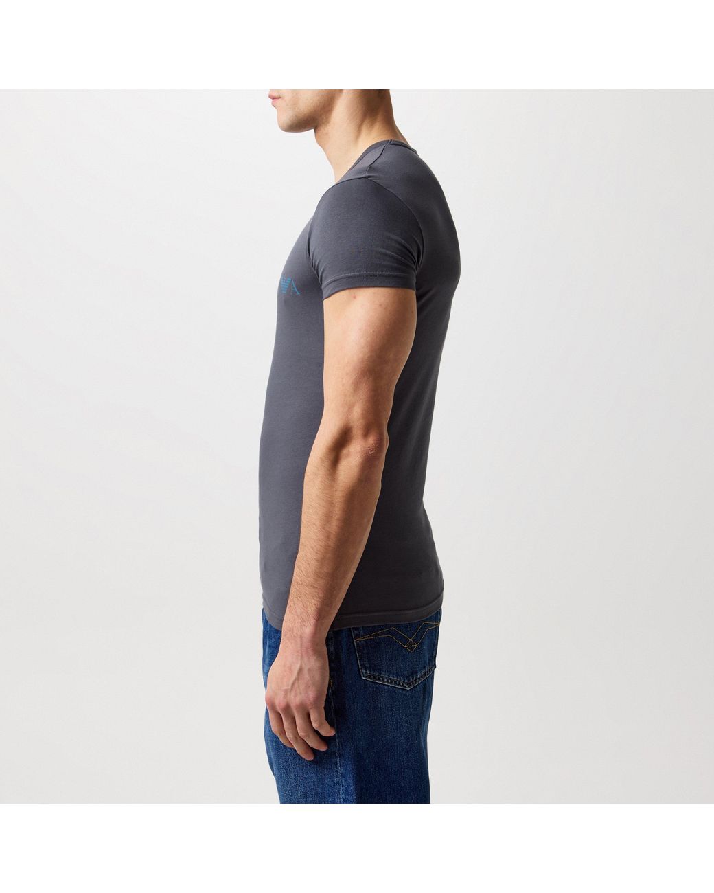 Emporio Armani Black Chest Logo T Shirt for men
