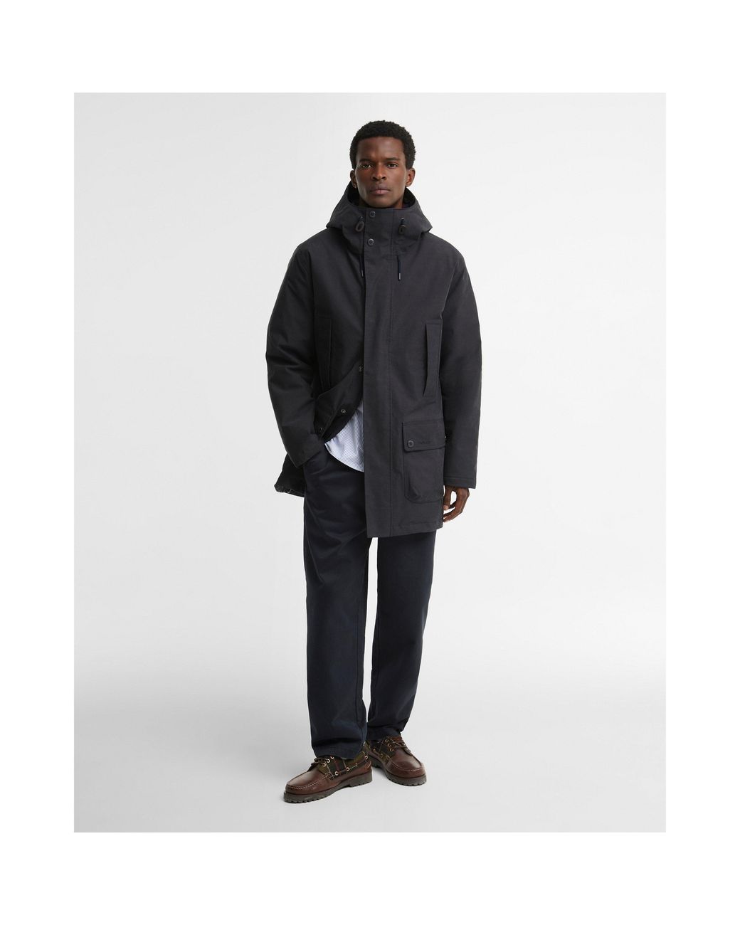 Barbour Black Northfield Modern Heritage Cotton Full-Zip Waterproof Parka for men