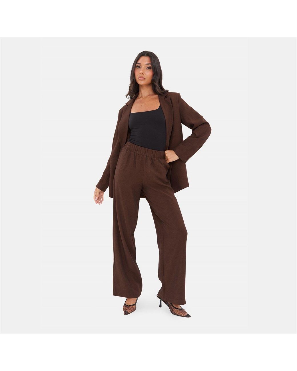 I Saw It First Brown Straight Leg Trouser
