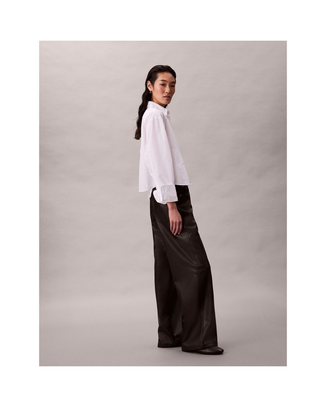 Calvin Klein Black Tailored Leather Trousers
