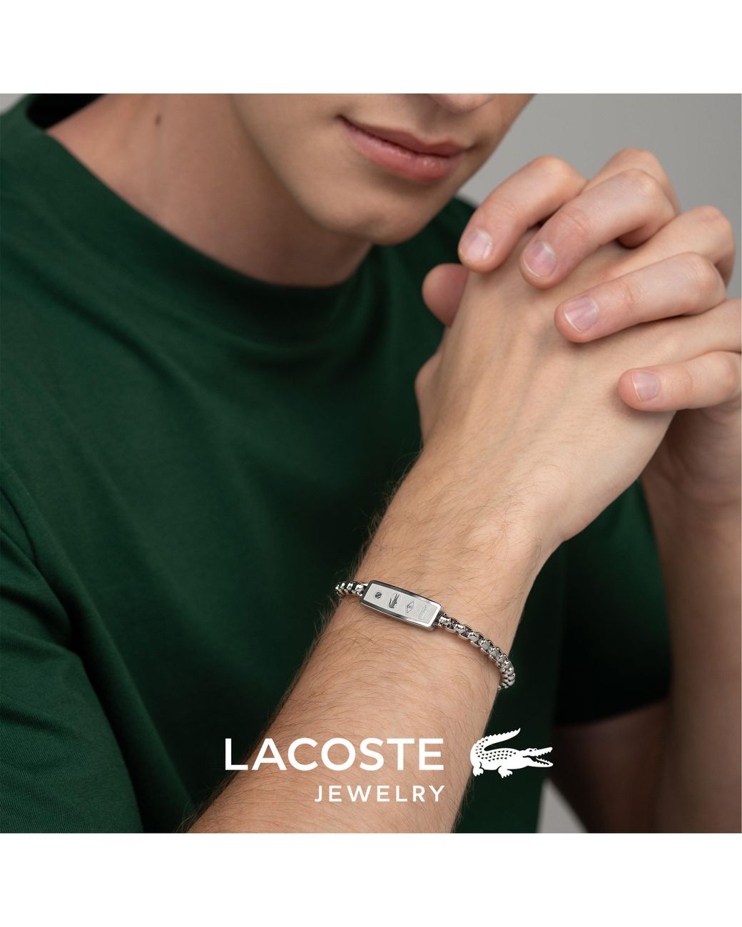 Lacoste Metallic District Stainless Steel Reversible Pendant Bracelet for men