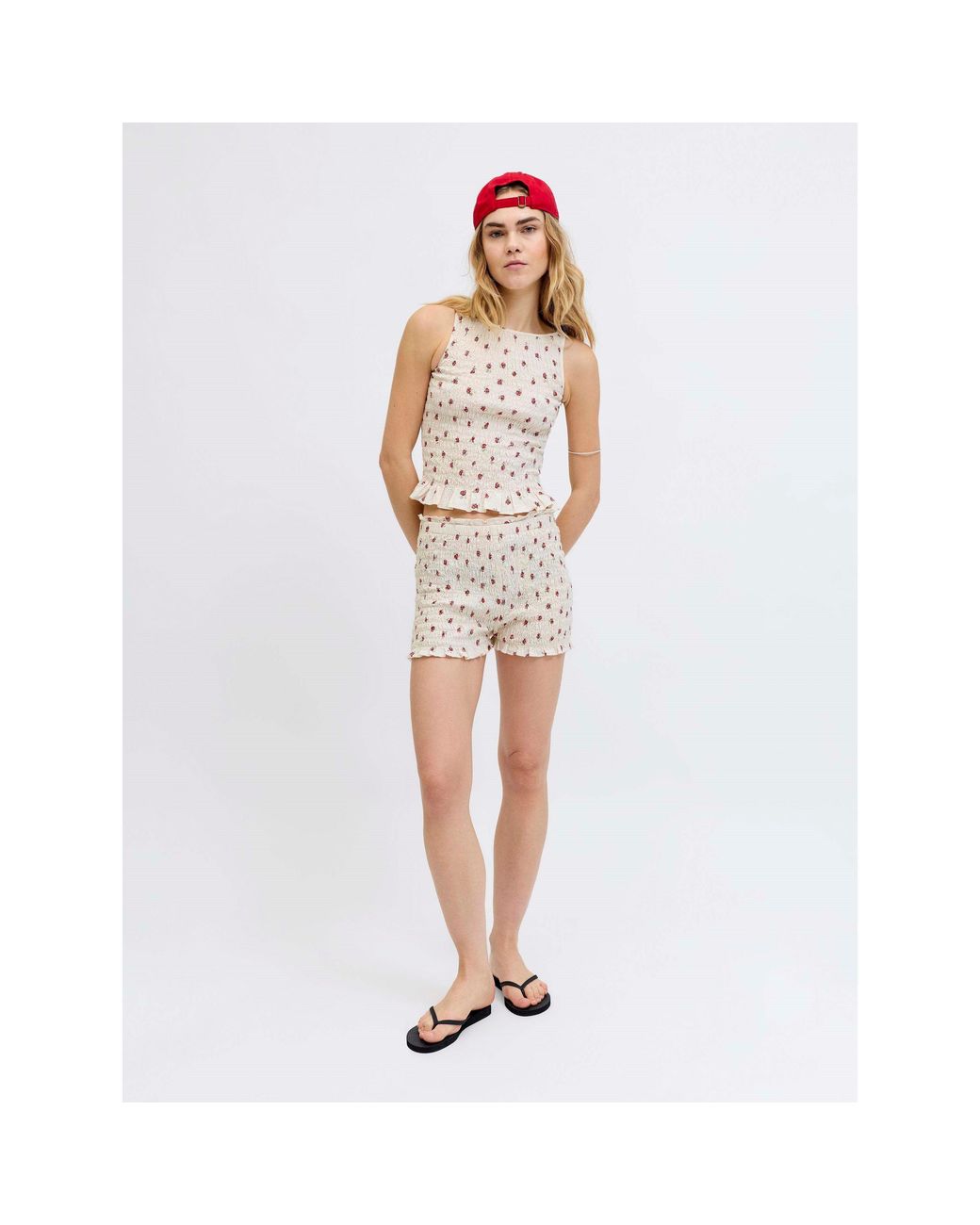 JJXX Pink Smock Peplum Top