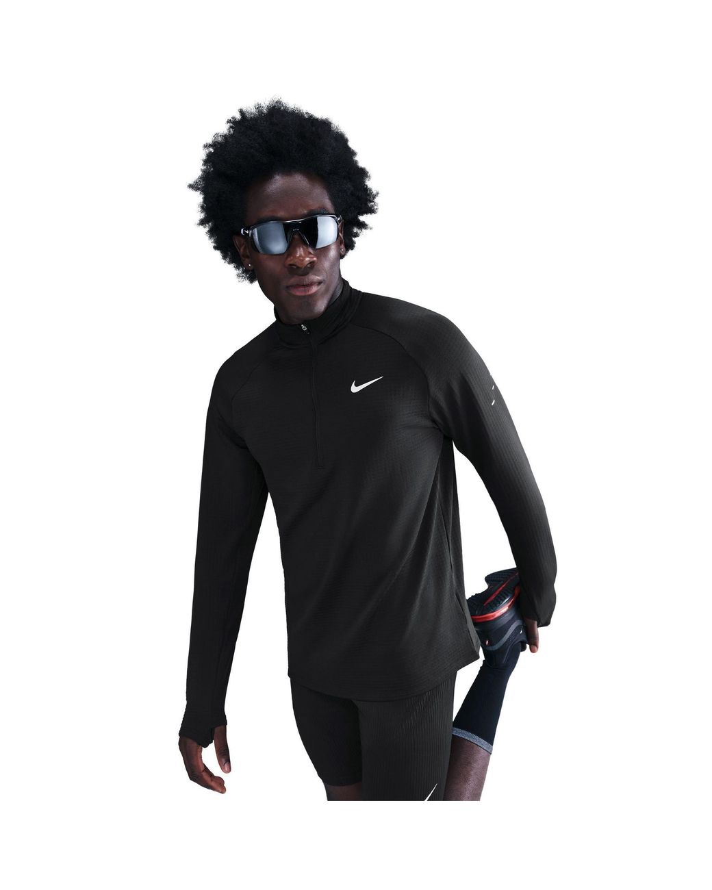 Nike Black Winter Run Half Zip Long Sleeve Running Top for men