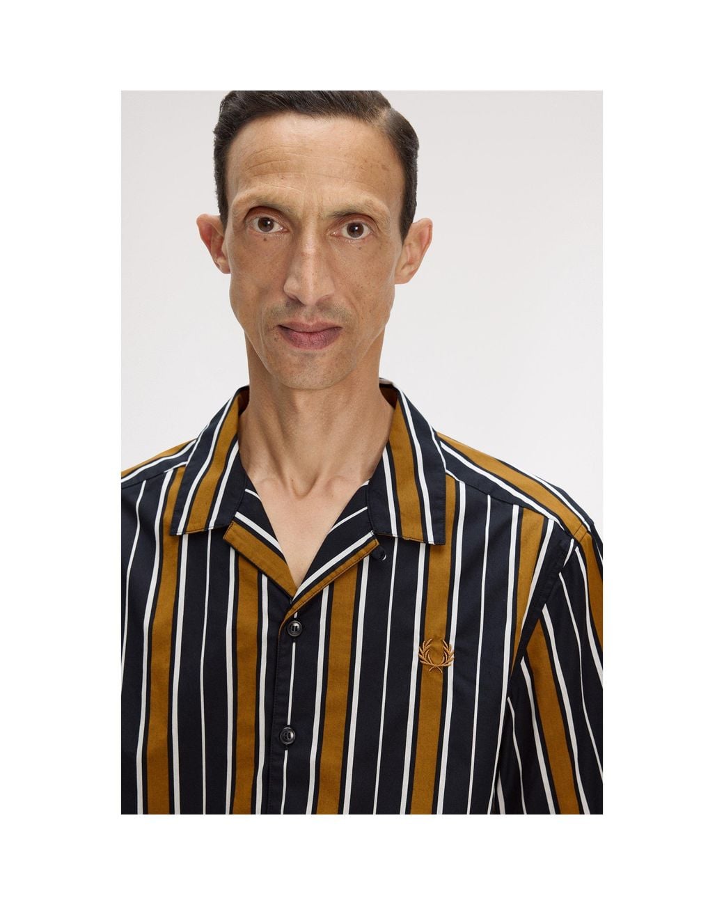 Fred Perry Black Patterned Short Sleeve Shirt for men