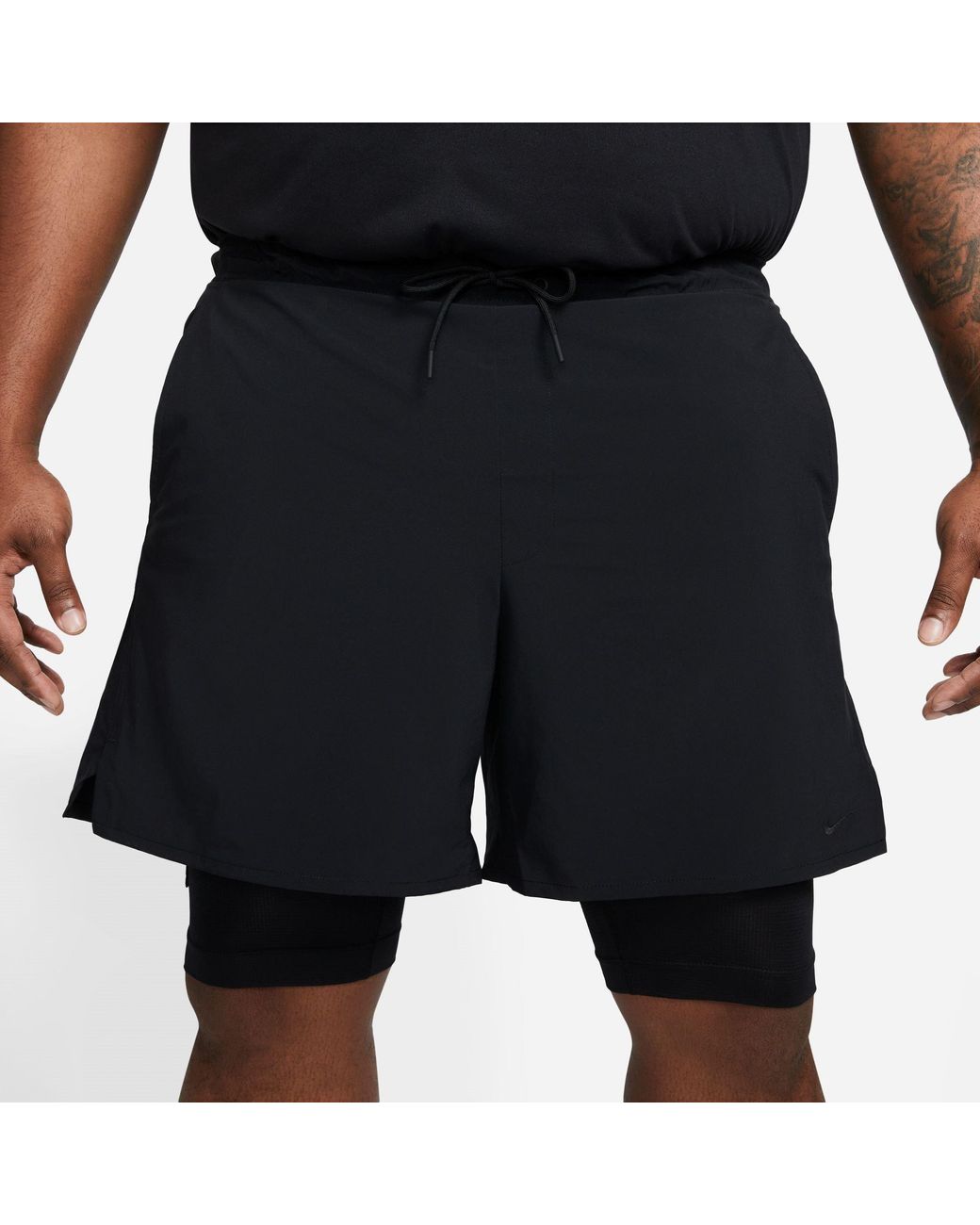 Nike Black Dri-Fit Unlimited 7 2-In-1 Woven Fitness Shorts for men