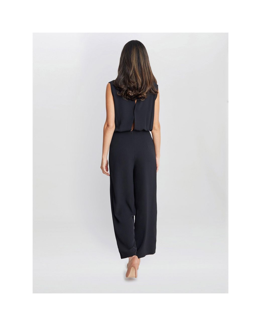 Gina Bacconi Blue Anaya Crepe Jumpsuit