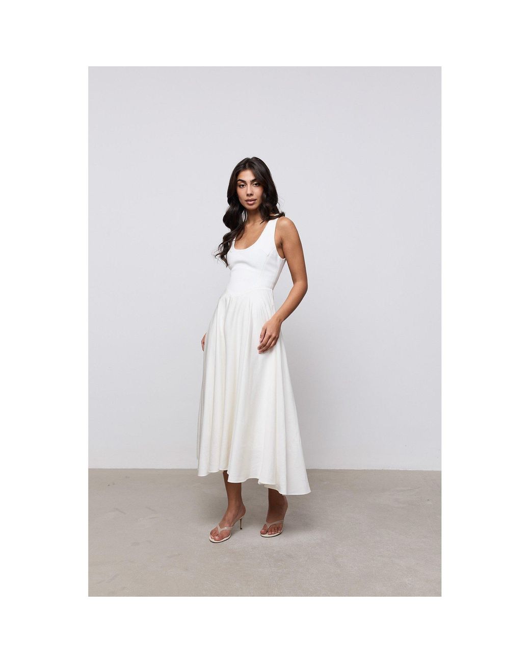 Odd Muse White Linen Midi Maxi Dress