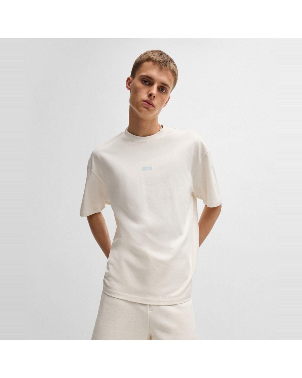 HUGO White Printed Logo Back T-Shirt With Mcmxciii Text for men