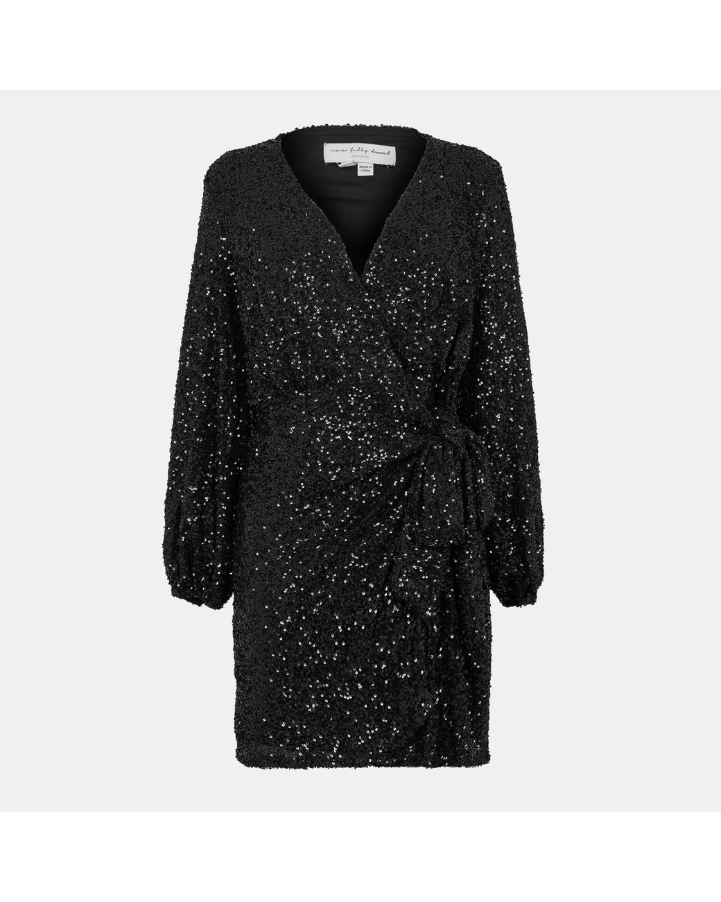 Never Fully Dressed Black Seq Vienna Wrap Dress