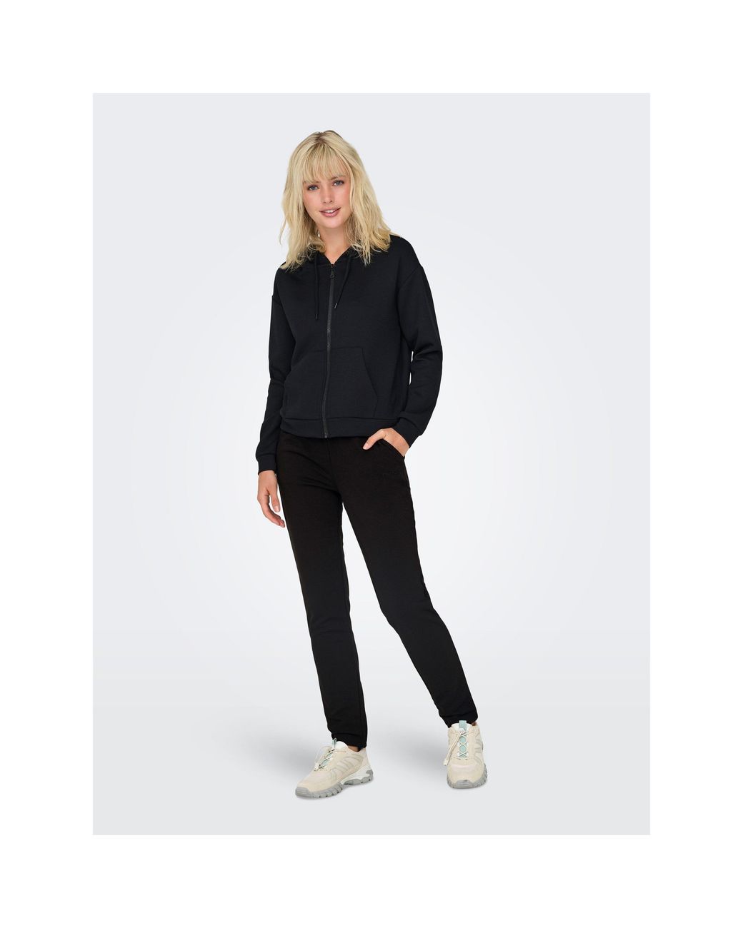 Only Play Black Mid-Waist Open Hem Fleece Joggers