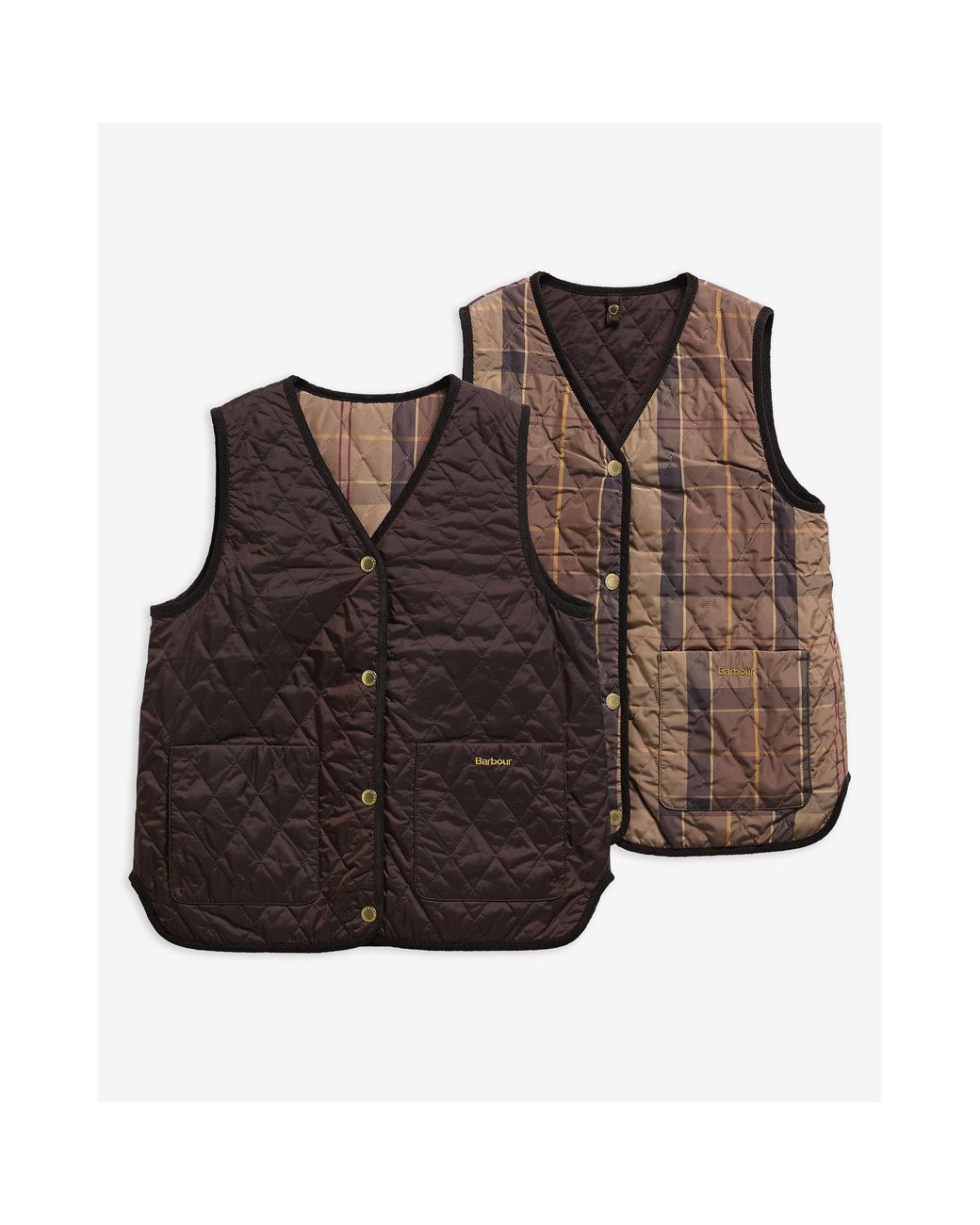 Barbour Brown Tartan Icons Reversible Quilted Gilet