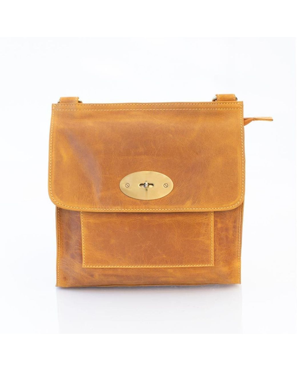 PRIMEHIDE Leather Orange Columbia Leather Crossbody Bag