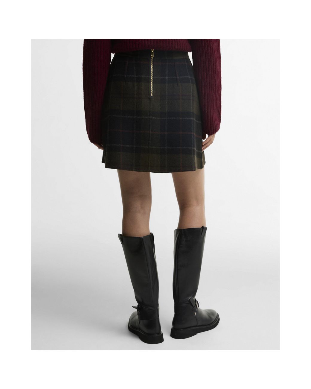Barbour Black Tartan Pleatfront Mini Skirt