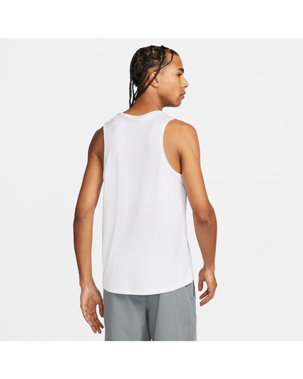 Nike White Miler Dri-Fit Running Tank Top for men