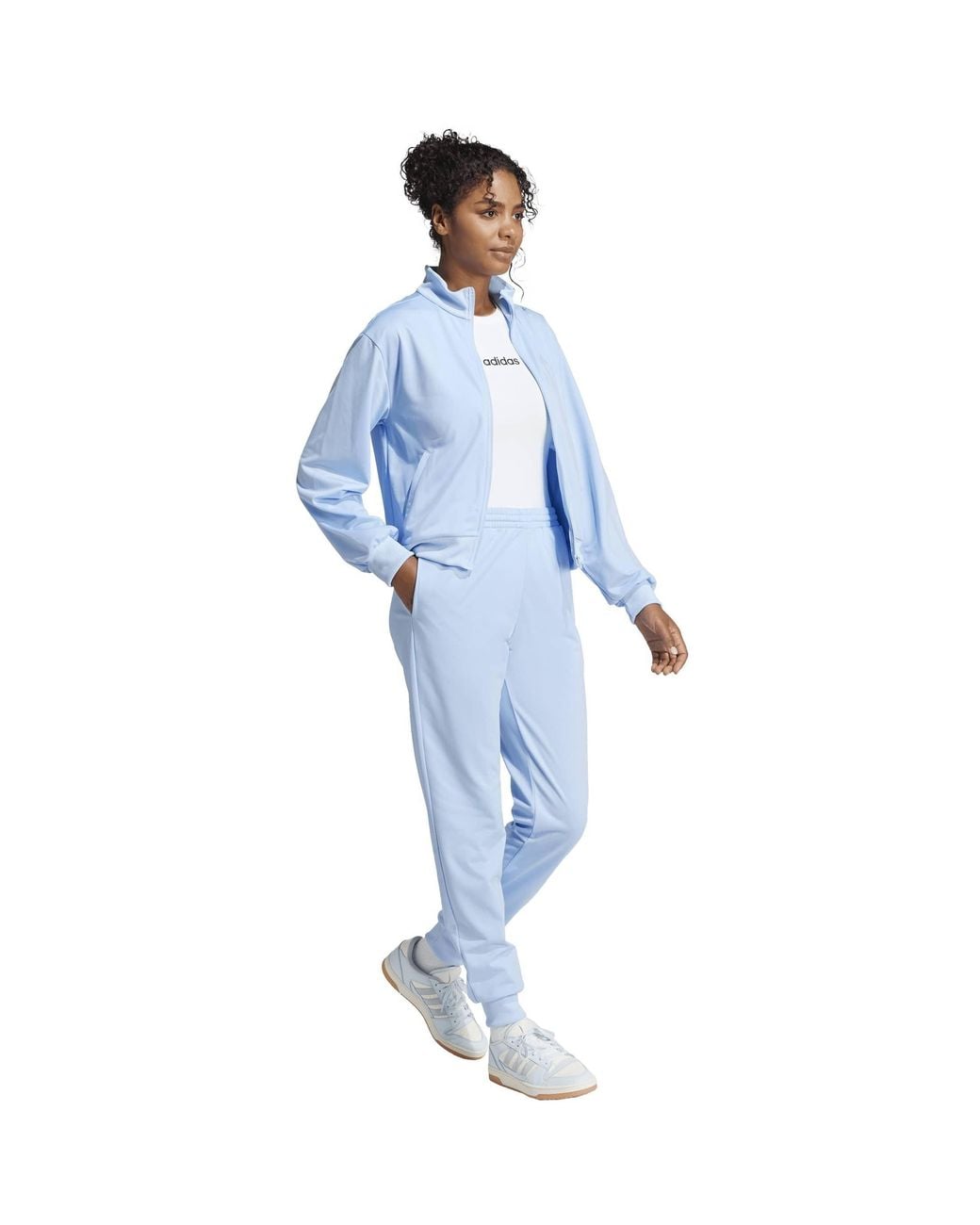 Adidas Blue Feelcozy Long-Sleeve Zip-Collar T-Shirt