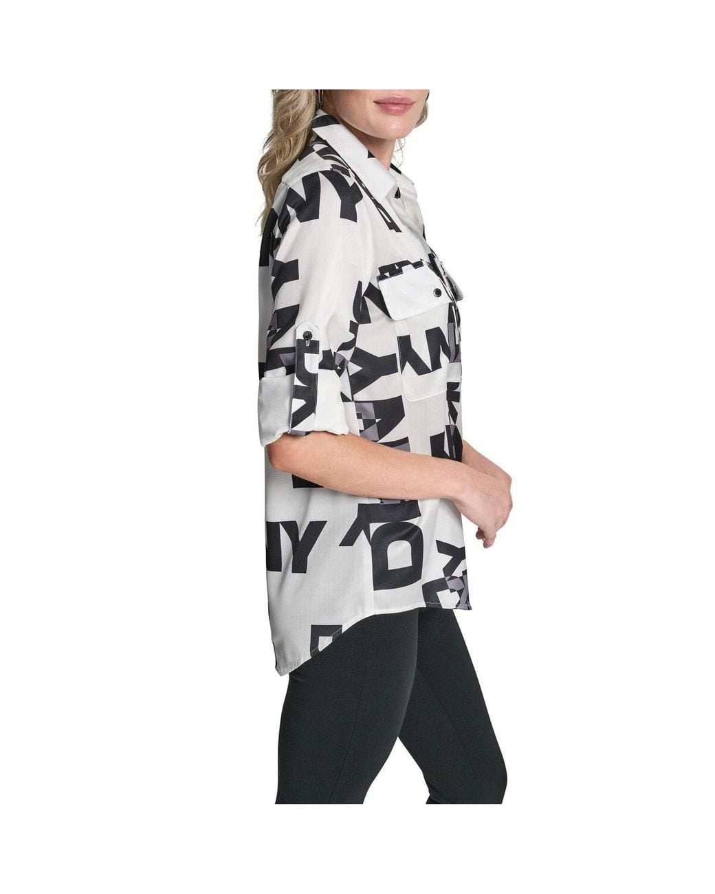 DKNY Black Sportswear All-Over Print Long-Sleeve Shirt