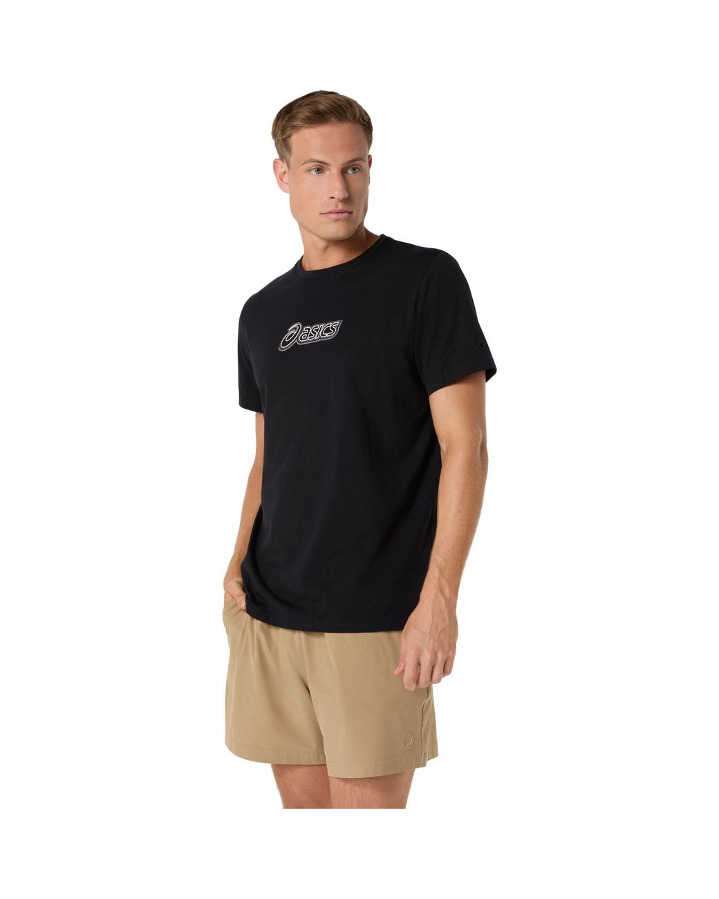 Asics Black Logo Tee Short Sleeve Performance Running Top for men
