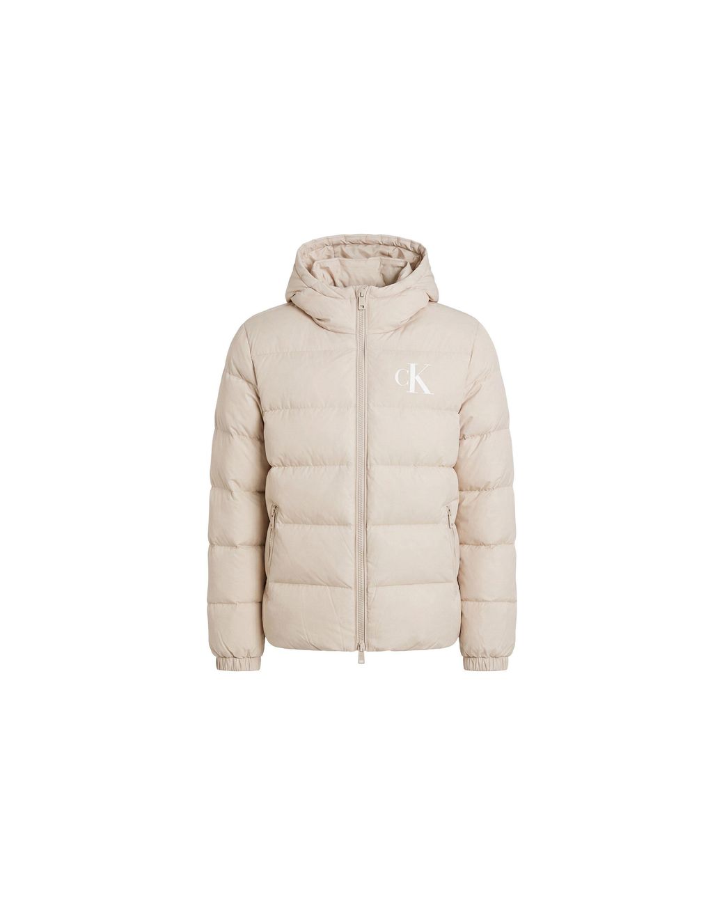 Calvin Klein Natural Hooded Full-Zip Water-Resistant Short Puffer Jacket for men