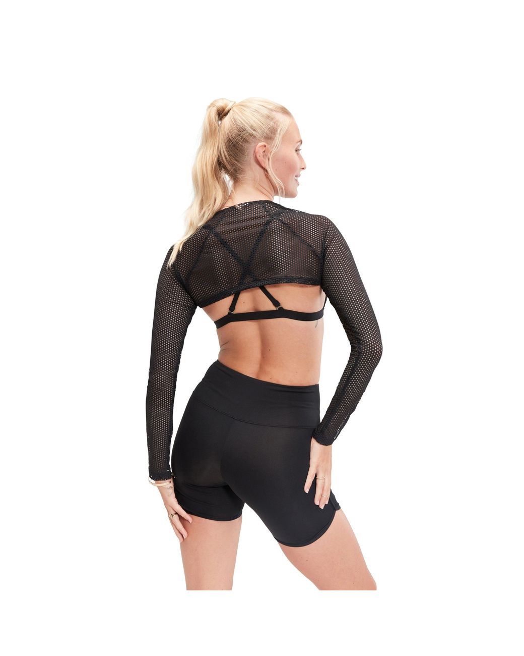 Speedo Black Mesh Long-Sleeve Performance Gym Top
