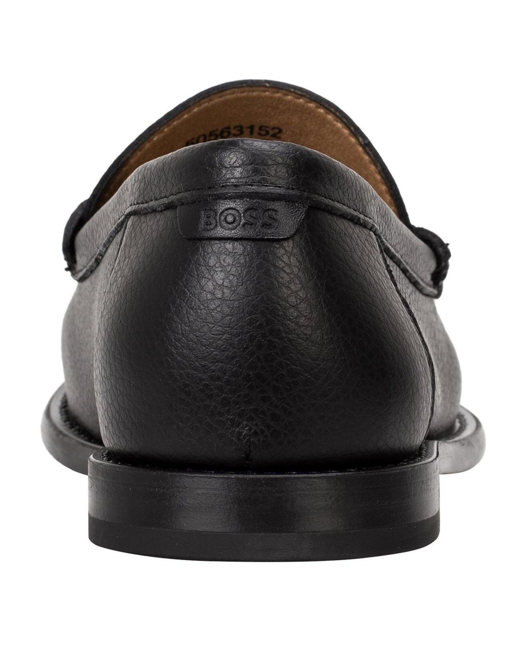 Boss Black Leather Slip-On Loafers With Emed Logo (Tevan) for men
