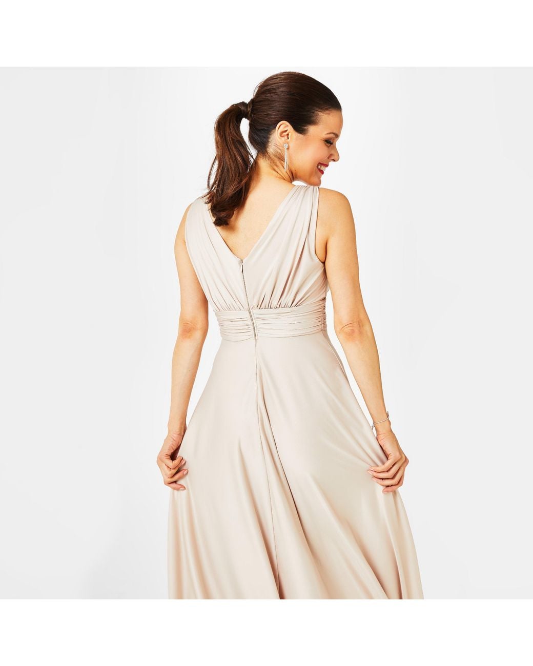 biba champagne dress Bridesmaid Deep V Maxi in Natural Isla Strapless Maxi Dress beautiful light blue prom dresses Satin Champagne dress Partially lined Color:Blue/Silver