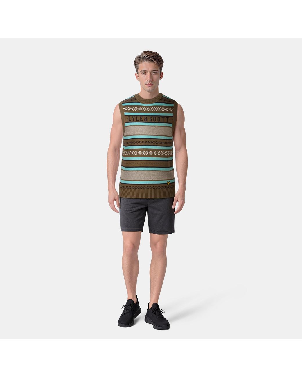 Lyle & Scott Green Glen Fair Isle Vest for men