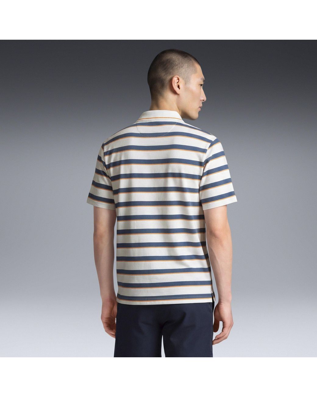 PUMA Blue Cloudspun Stripe Short Sleeve Polo Shirt for men